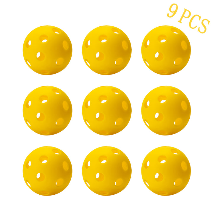 9pcs Multi-Color 26-Hole Indoor Pickleball Balls Set – Beginner Training Durable Lightweight Indoor Practice Balls Pack