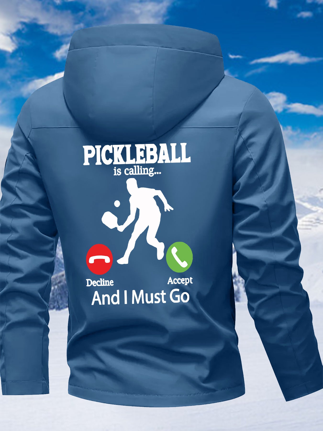 New Couple'S Windbreaker with Pickleball Print, All-Weather Windproof Outdoor Climbing Jacket for Men And Women