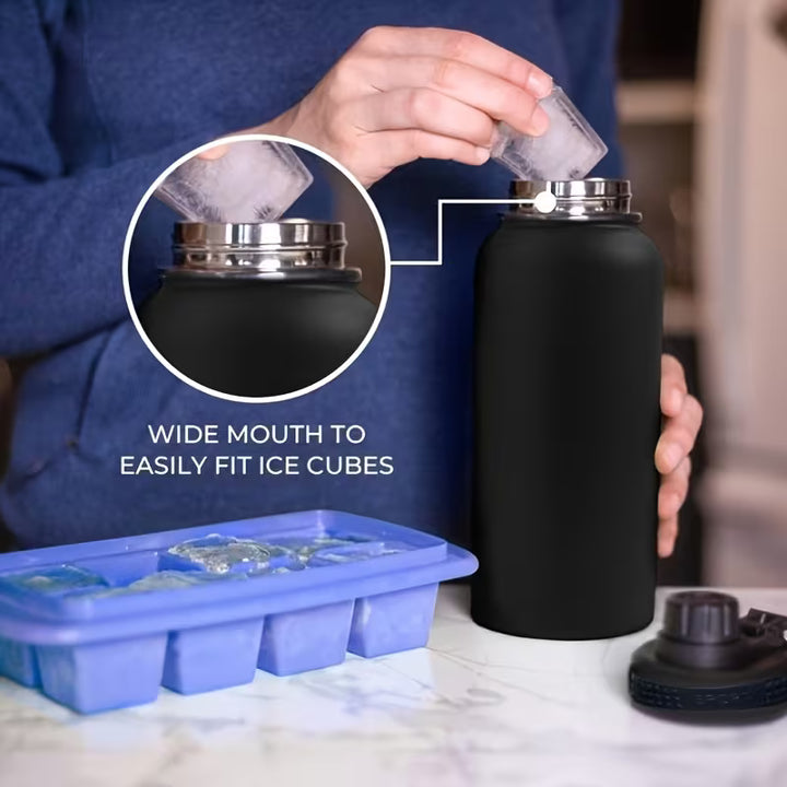 32oz Insulated Water Bottle with Straw, Leak-Proof Stainless Steel Double-Wall Flask – Hot 12H Cold 24H Gym Travel Sports Hydration Bottle