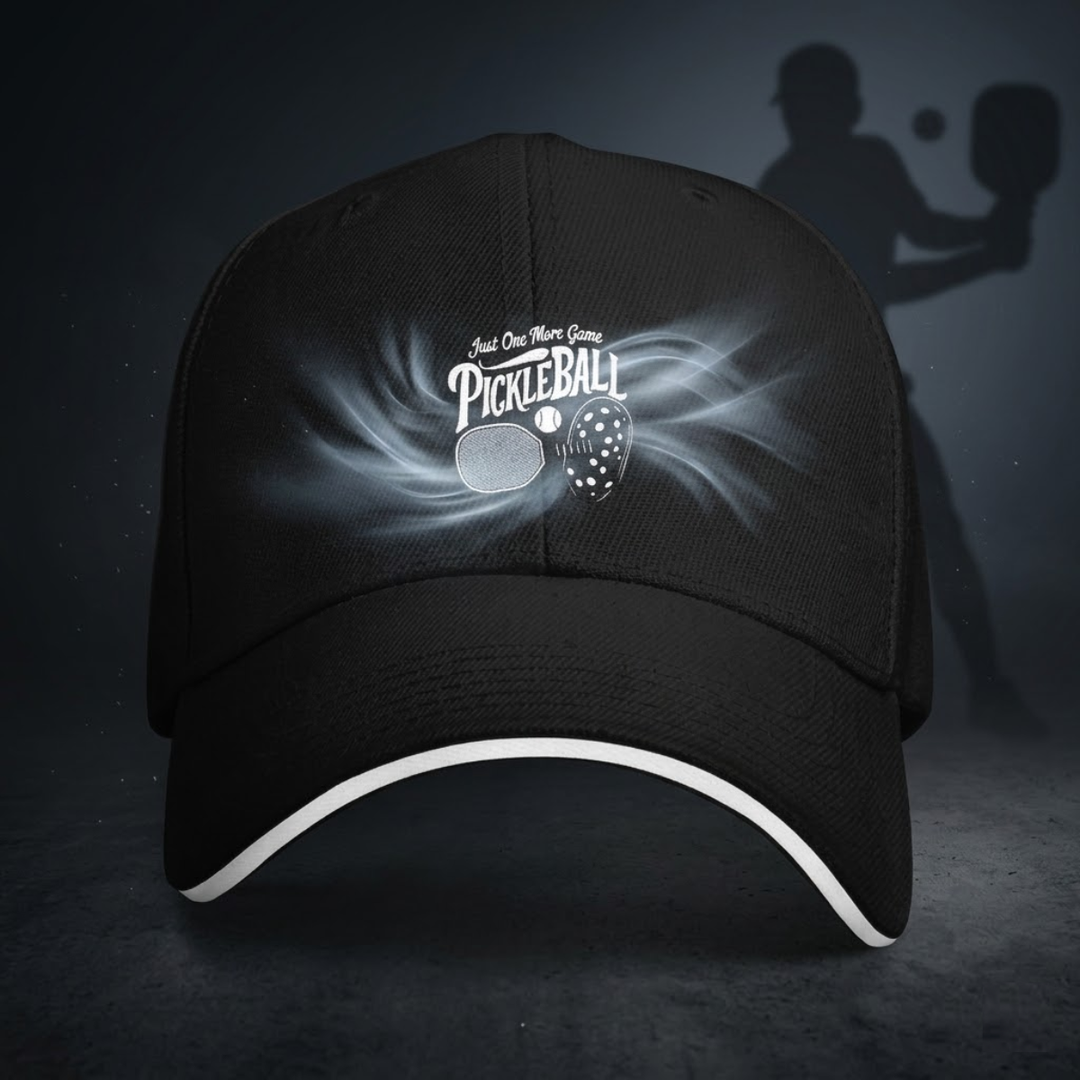 Stylish All-Season Design "Just One More Game" Pickleball Cap - Unisex Adjustable Baseball Cap, Breathable Outdoor Sports Hat for Men Women