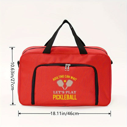 Adult Responsibilities Can Hold Off; Let'S Enjoy a Game of Pickleball. This Themed Sports Travel Bag Features a Unique Print Design, Making It Both Stylish And Practical for Storing Clothes, Toiletries, And Other Travel Essen