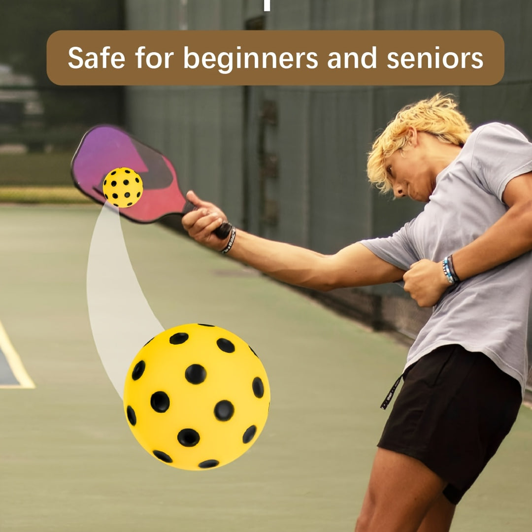 2pcs Silent Foam Pickleball Balls – Durable Quiet Training Balls for Indoor/Outdoor Practice with True Bounce (Yellow/Green)
