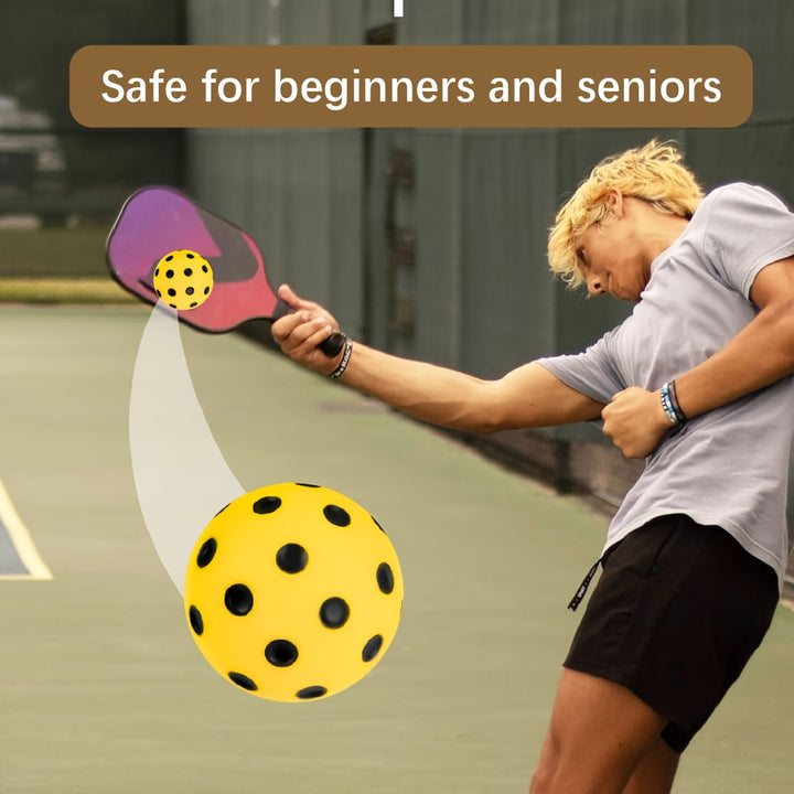 2pcs Silent Foam Pickleball Balls – Durable Quiet Training Balls for Indoor/Outdoor Practice with True Bounce (Yellow/Green)