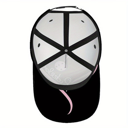 1pc 2D Pickleball Heart Art Print Snapback Baseball Cap - Lightweight Polyester Hat with Vibrant Full-Body Design, Ideal for Sports, Running & Streetwear.