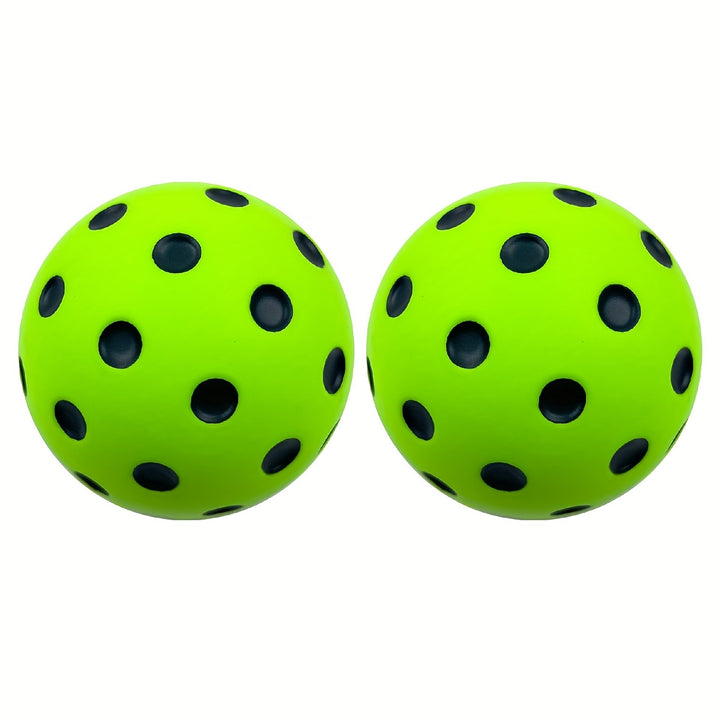2pcs Silent Foam Pickleball Balls – Durable Quiet Training Balls for Indoor/Outdoor Practice with True Bounce (Yellow/Green)