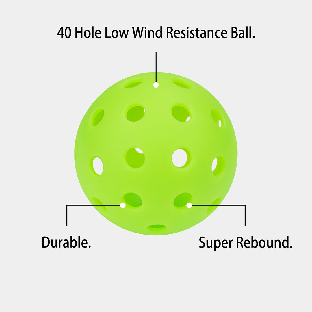 12 High-Bounce 40-Hole Pickleballs Set – Seamless Durable Outdoor Training Balls for Consistent Flight, High Visibility &amp; Long-Lasting Play