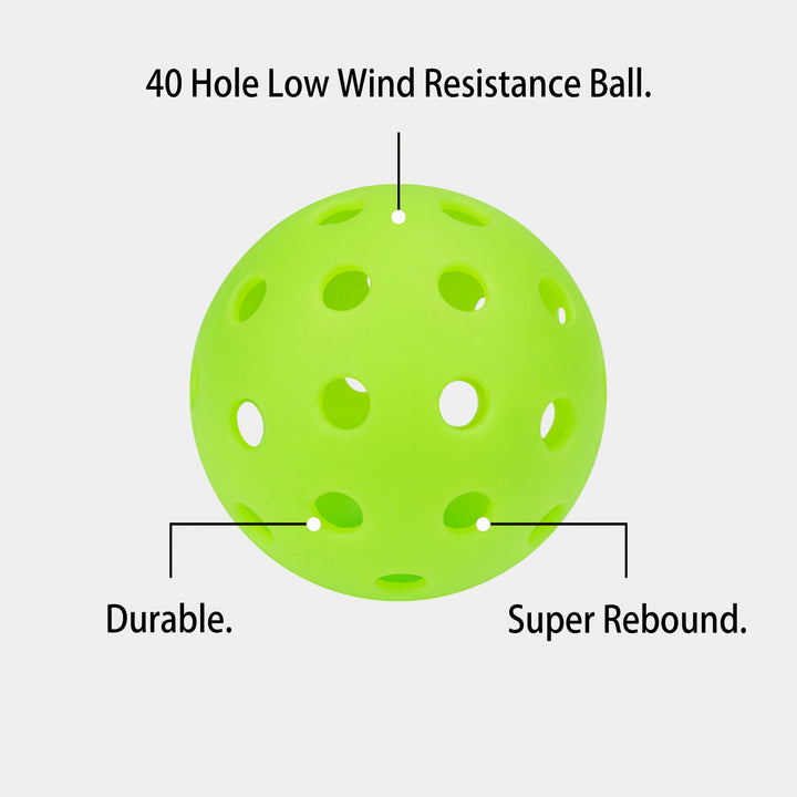 12 High-Bounce 40-Hole Pickleballs Set – Seamless Durable Outdoor Training Balls for Consistent Flight, High Visibility &amp; Long-Lasting Play