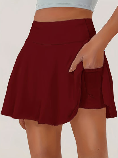 Elegant Flared Skirt | Comfortable and Breathable Short Umbrella Skirt with Built-in Pants and Pockets for Spring/Summer, Ideal for Daily Commute and Casual Sports