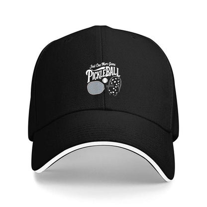 1pc "Just One More Game Pickleball" design with paddle, Printed cap, unisex, suitable for all seasons..woven fabric.