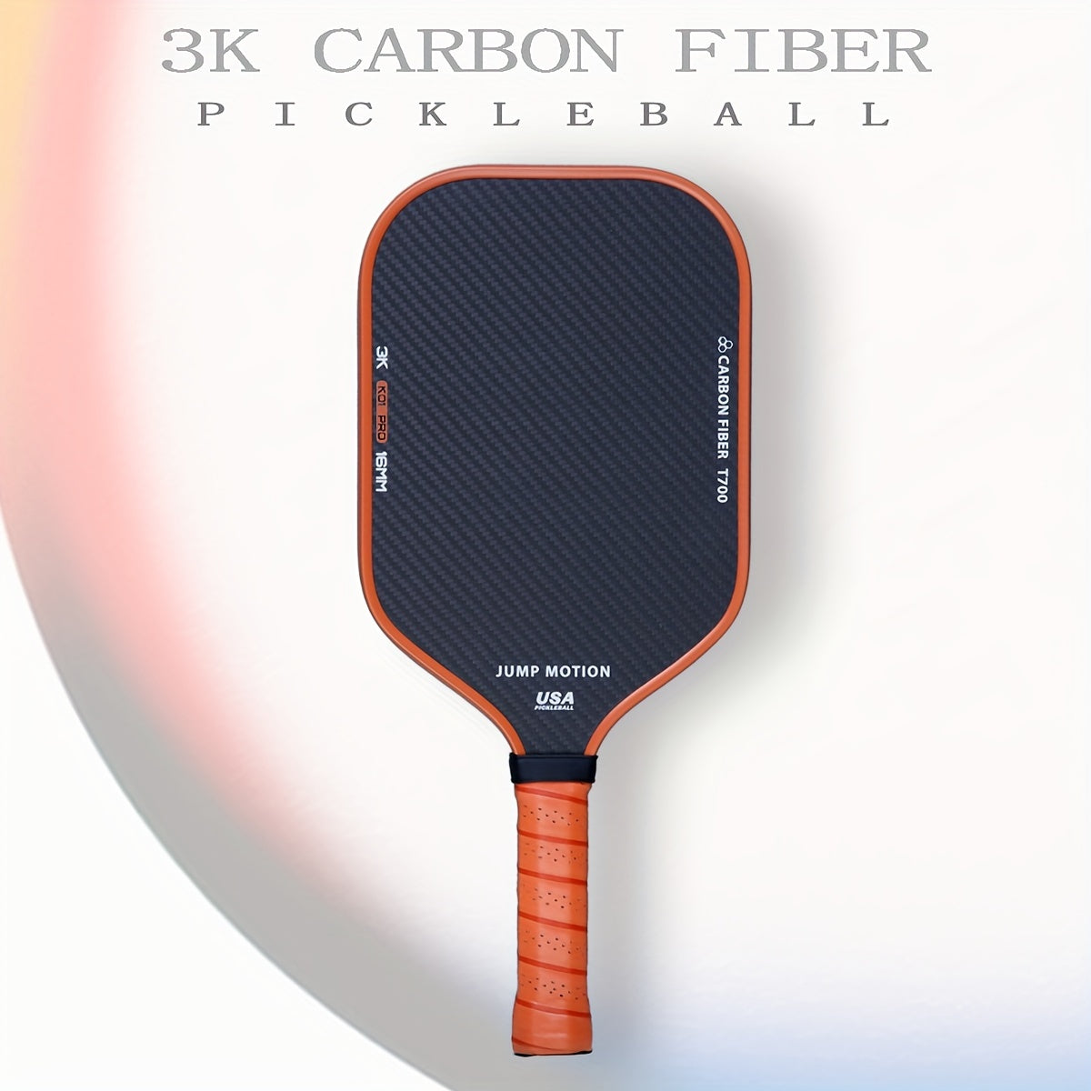 Professional-Grade 3K Carbon Fiber Pickleball Racket with Cold-Pressed Texture & Rough Spin Surface - Heavy-Duty T700 Carbon, PP Honeycomb Core, TPU Frame, PU Grip - Ideal for Training, Competitive Play Suitable for Training