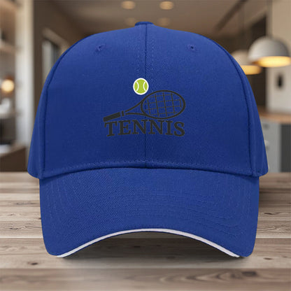 1pc, Adjustable Sandwich Baseball Cap with "Tennis" Print, Lightweight Printed Women's Hat, "Tennis Match" Men's Sun Hat, Ideal Gift for Sports, Parties, and Birthdays