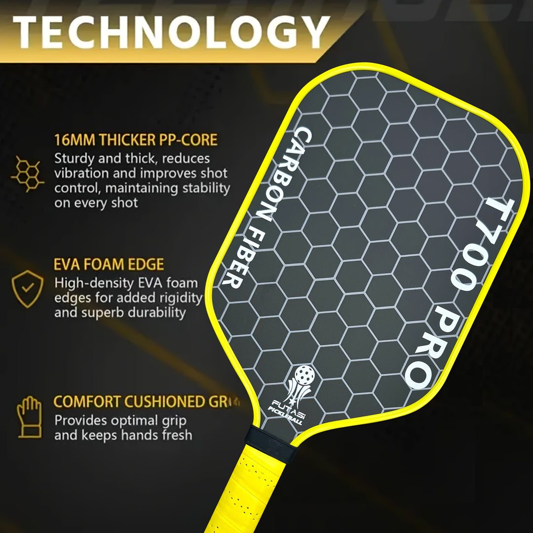 Pickleball Paddle – Frosted Surface Spin &amp; Control, 16mm Honeycomb Core for Power, Precision &amp; Advanced Competitive Performance Play