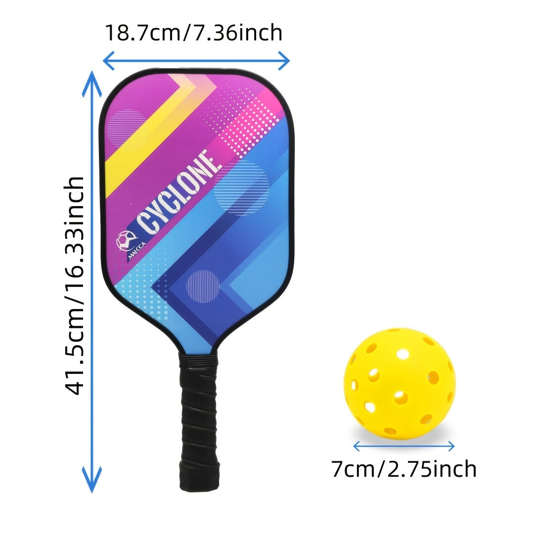 Pickleball Paddle 2 Pack, Fiberglass Pickleball Paddles with 4 Pickleballs, 1 Portable Bag Lightweight Pickleball Racket