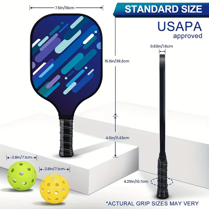 Pickleball Set – 2 Fiberglass Paddles, 4 Balls &amp; Carry Bag | Lightweight 7.5oz Cushioned Grip | Indoor &amp; Outdoor Play, Beginner Friendly (Blue)