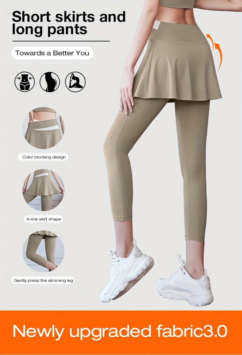 Women's Sports Skirt with Leggings Colorblocked Design for Running Golf and Gym