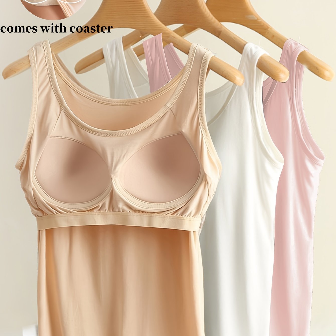 3pcs Set Women's Comfortable Wide Strap Sports Tank Tops with Built-in Pads, No Bra Needed, Simple and Fashionable, Can Be Worn as Innerwear or Outerwear
