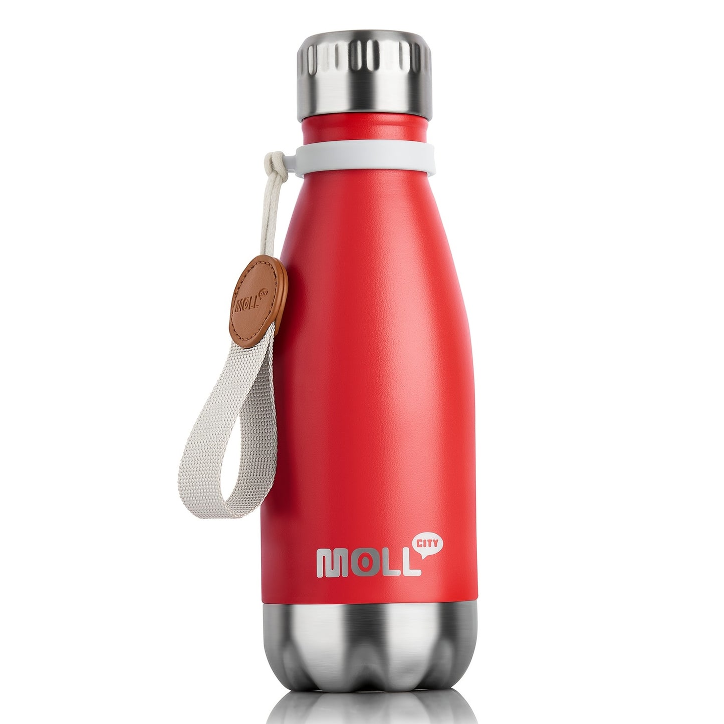 1pc Mollcity 9oz/266ml Stainless Steel Water Bottle - Vacuum Insulated, Leak-Proof, Double-Wall Insulated with Carry Strap, 24H Cold & 12H Hot, Lightweight & Durable for School, Sports, Travel, Outdoor, Gym