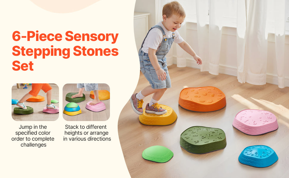 SucceBuy 5/6 PCS Balance Stepping Stones Kids Sports Toys Training Sensorial Social Games for Children Indoor or Outdoor Play