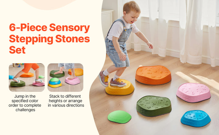 SucceBuy 5/6 PCS Balance Stepping Stones Kids Sports Toys Training Sensorial Social Games for Children Indoor or Outdoor Play
