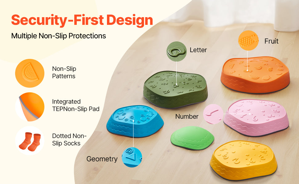 SucceBuy 5/6 PCS Balance Stepping Stones Kids Sports Toys Training Sensorial Social Games for Children Indoor or Outdoor Play