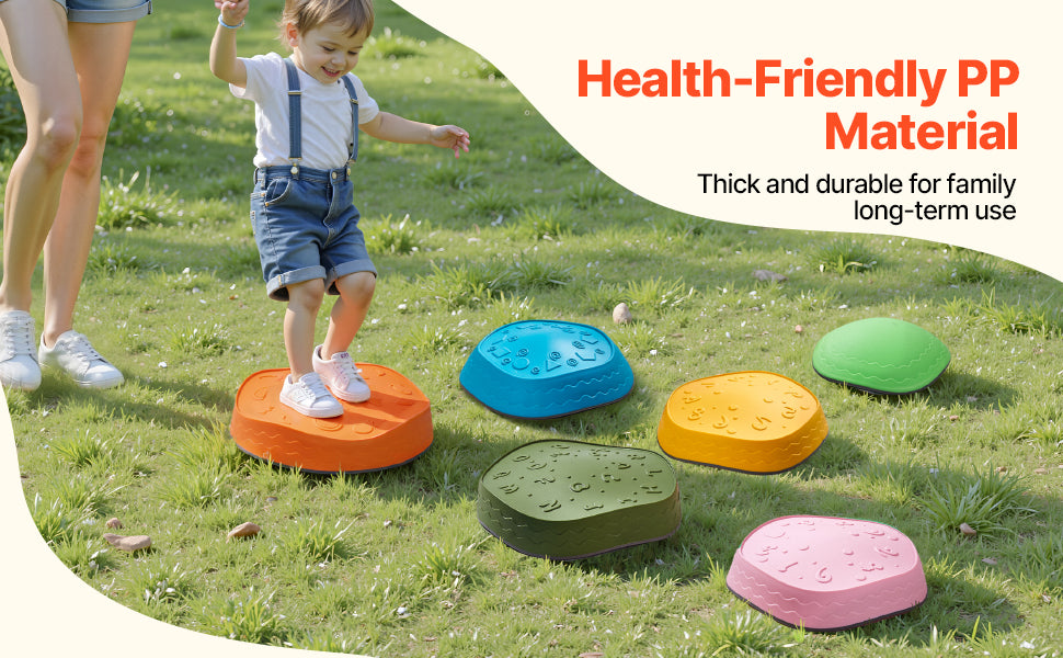 SucceBuy 5/6 PCS Balance Stepping Stones Kids Sports Toys Training Sensorial Social Games for Children Indoor or Outdoor Play