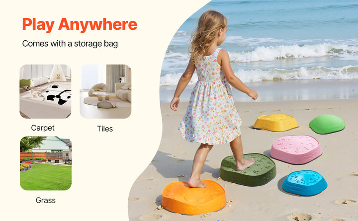 SucceBuy 5/6 PCS Balance Stepping Stones Kids Sports Toys Training Sensorial Social Games for Children Indoor or Outdoor Play